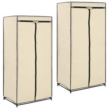 vidaXL Kledingkasten 2 st 75x50x160 cm crème, Verzenden, Nieuw