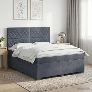 vidaXL Boxspringbed met matras Donkergrijs 180 x 200 cm, Verzenden, Nieuw, Tweepersoons, Stof