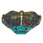 Tiffany libelle (dragonfly) wandlamp – Blauwtinten – B 25 ×, Verzenden, Nieuw