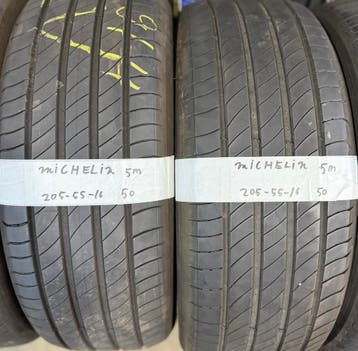 2x 205-55-16 Michelin Zomer 2x 5mm €50 Per Band 205 55 16, Ophalen, Gebruikt, 16 inch, 205 mm