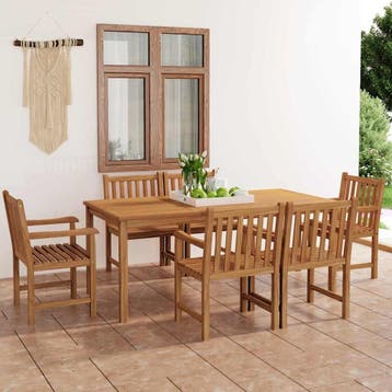 vidaXL 7-delige tuinset 180x90 cm massief teakhout, Verzenden, Nieuw, Hout, Tuinset