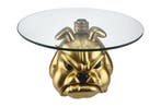 Salontafel BULLDOG 55 cm, glas, goudkleurig - 48022, Ophalen of Verzenden, Nieuw