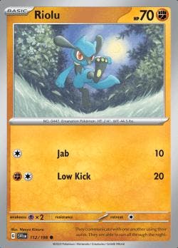 Riolu 112/198 reverse holo Scarlet en Violet, Ophalen of Verzenden, Nieuw, Losse kaart, Foil