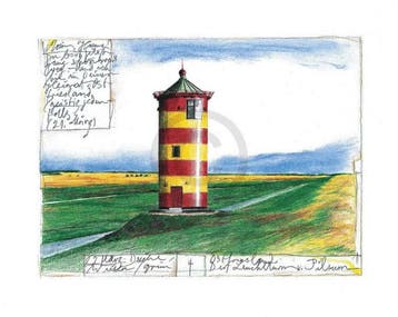 Kunstdruk Sabine Gerke - Der Leuchtturm von Pilsum 30x24cm, Verzenden, Nieuw