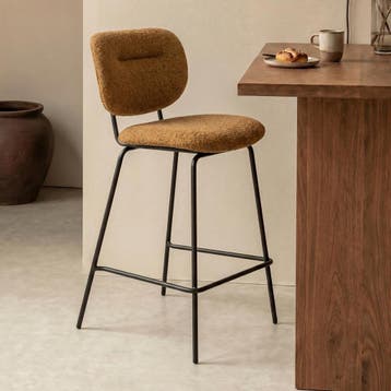 *WOONWINKEL* Moderne Barkruk Okergeel Boucle, Huis en Inrichting, Barkrukken, Verzenden, Nieuw
