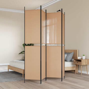 vidaXL 4-panelen roomdivider Beige 200 x 220 cm Stof, Verzenden, Nieuw