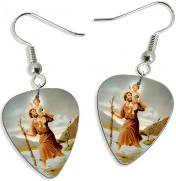 Plectrum oorbellen Heilige Christoffel, Ophalen of Verzenden, Nieuw, Kleding