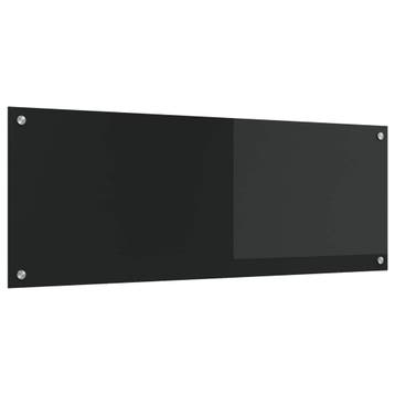 vidaXL Keukenachterwand Zwart 110 x 40 cm gehard glas, Verzenden, Nieuw