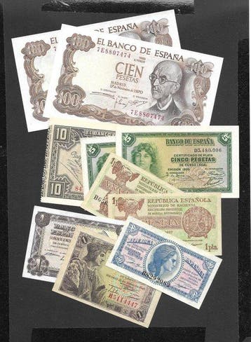 Spanje. - 10 Banknotes - various dates (Zonder minimumprijs)