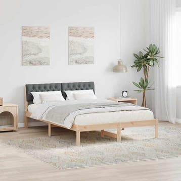 vidaXL Bedframe Bruin en donkergrijs 135 x 190 cm Massief, Bruin, Verzenden, Nieuw, Twijfelaar