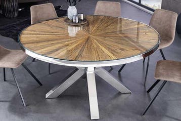 Ronde eettafel BARRACUDA 120cm bruin teakhout massief hout, Ophalen of Verzenden, Nieuw