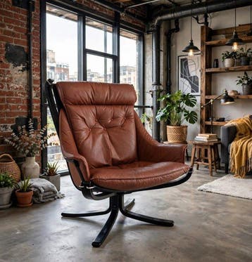 VATNE MOBEL - Sigurd Ressell - Fauteuil - Falcon - Leder,, Antiek en Kunst