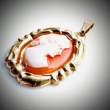 Zonder minimumprijs - Hanger - 18 karaat Geel goud, Cameo, Sieraden, Tassen en Uiterlijk