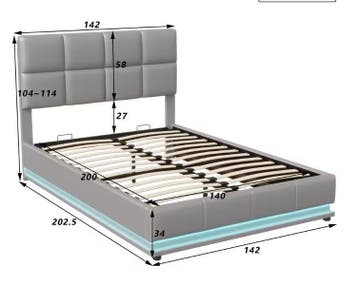 Tweepersoons LED Bed Opbergruimte en Verstelbaar Hoofdbord, Verzenden, Nieuw
