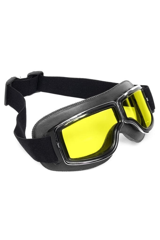 KIMU® Goggles Motorbril Skibril Bril Zwart Montuur Gele Glaz, Kleding | Heren, Carnavalskleding en Feestkleding, Nieuw, Overige maten