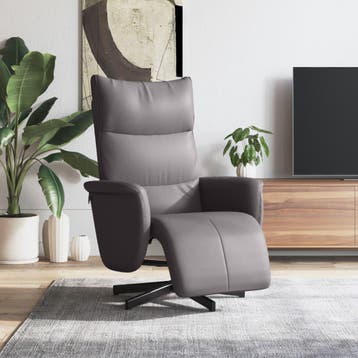 vidaXL Fauteuil verstelbaar met voetensteun kunstleer grijs, Huis en Inrichting, Fauteuils, Verzenden, Nieuw