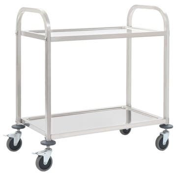 vidaXL Keukentrolley 2-laags 95x45x83,5 cm roestvrij staal, Verzenden, Nieuw