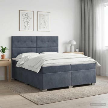 vidaXL Boxspringbed met matras Donkergrijs 200 x 200 cm, Verzenden, Nieuw, Tweepersoons, Stof