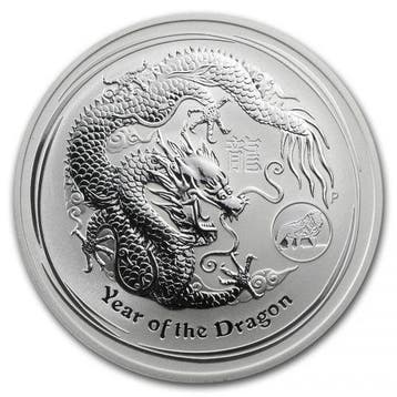 Lunar II - Year of the Dragon 1 oz 2012, Verzenden, Losse munt, Zilver