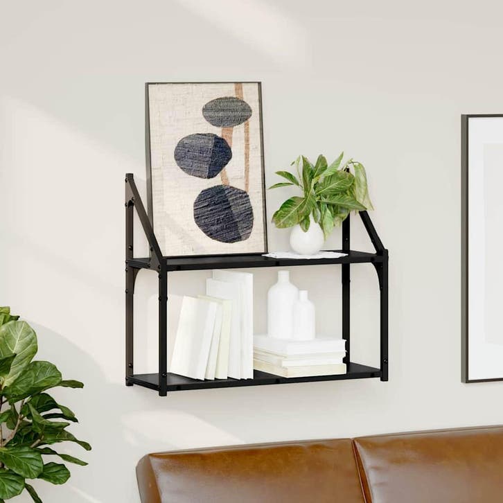 vidaXL Wandplank met plank Zwart eiken 60 x 21 x 51 cm, Huis en Inrichting, Woonaccessoires | Wandplanken en Boekenplanken, Nieuw