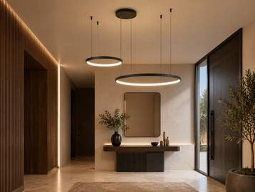 Veiling - Hanglamp Zand Zwart 80cm&40cm Duo Ring 50W LED CCT, Nieuw