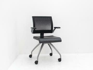 Vergaderstoel Ahrend 250 - zitting leder - rug netweave -, Werkplek, Ophalen of Verzenden, Gebruikt, Overige typen