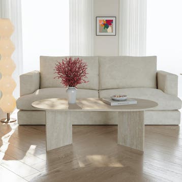 Salontafel Kynd ovaal 119x60x40 cm travertin [en.casa], Huis en Inrichting, Tafels | Salontafels, Verzenden, Nieuw