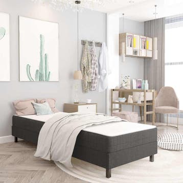 vidaXL Boxspring stof donkergrijs 100x200 cm, 100 cm, Eenpersoons, Verzenden, Nieuw