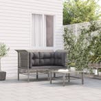 vidaXL Tuinhoekbanken met kussens 2 st poly rattan grijs, Verzenden, Nieuw