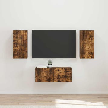 vidaXL Tv-meubelset 6 st Gerookt eiken Bewerkt hout, Minder dan 50 cm, Verzenden, Nieuw, Minder dan 100 cm