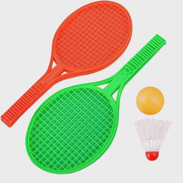 Mini Plastic Badminton & Tafeltennis Set - 4 Paddles, 2 Ball, Verzenden, Nieuw