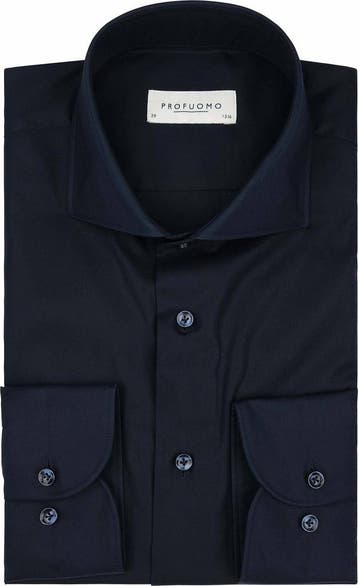 Profuomo Supima Overhemd Navy maat 42 Heren, Verzenden, Nieuw, Blauw, Profuomo