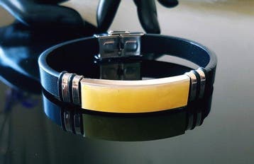 Amber Leren armband met Baltisch amber - vrouwen, mannen,