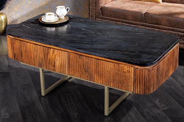 Design salontafel GATSBY 110cm massief mangohout marmeren, Ophalen of Verzenden, Nieuw