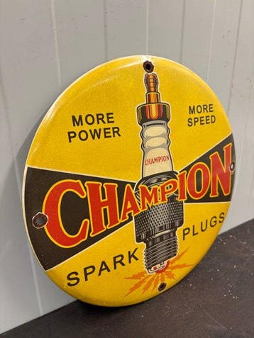 Champion Spark Plugs – More Power More Speed – Emaille