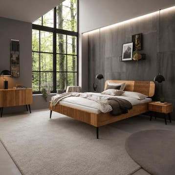 Van Schaik Milano Massief Eiken Bed - 200 x 200, Nieuw