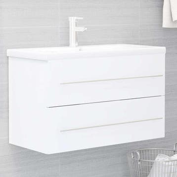 vidaXL Wastafelkast 80x38,5x48 cm bewerkt hout wit, Verzenden, Nieuw, Wastafelkast, Minder dan 100 cm