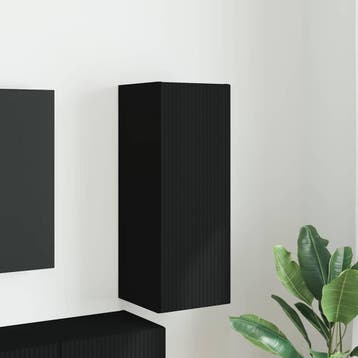 vidaXL TV Wandkast 30 x 31 x 80 cm Zwart Bewerkt hout, Huis en Inrichting, Kasten | Televisiemeubels, Minder dan 50 cm, Verzenden