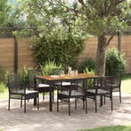 vidaXL Tuin eettafelset 7 pcs Zwart poly rattan, Tuin en Terras, Tuinsets en Loungesets, Verzenden, Nieuw, Rotan, 7 zitplaatsen