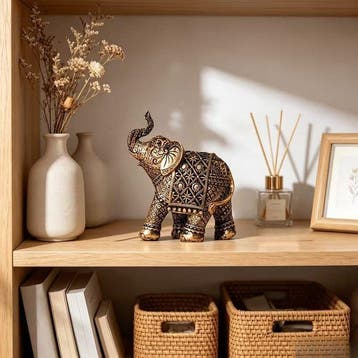 1pc Lucky Wealth Elephant Ornament, Resin Statue Art Craft,