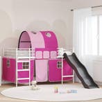 vidaXL Loftbed voor Kids Wit en Roze 90 x 200 cm Metaal, Verzenden, Nieuw, Wit, Metaal