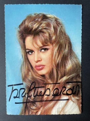 Brigitte Bardot vintage go-kart-autograaf Sam Levin -, Verzamelen, Ansichtkaarten | Buitenland, Gelopen