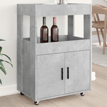 vidaXL Drankkar 60x39,5x89 cm bewerkt hout betongrijs, Huis en Inrichting, Kasten | Buffetkasten, Verzenden, Nieuw, 50 tot 100 cm