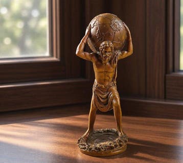 Beeldje - Atlas carries the heavens on its back - Koper