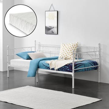 Eenpersoons slaapbank Kerava met matras 90x200 cm wit, Huis en Inrichting, Slaapkamer | Bedden, Verzenden, Nieuw