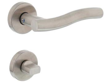 Veiling - 6x Intersteel deurkruk op rozet Lange golf WC-slot, Nieuw