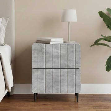 vidaXL Nachtkastje Betongrijs 43 x 34,5 x 49,5 cm Bewerkt, Minder dan 45 cm, Verzenden, Nieuw, Minder dan 55 cm