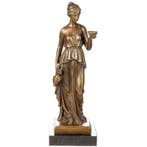 Figuur - Bronzefigur Frau mit Krug und Becher 40CM - Brons,, Antiek en Kunst