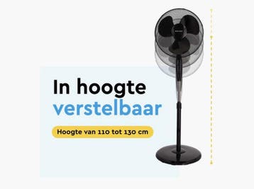 BRASQ Statiefventilator – 40 cm – Zwart – Met Afstandsbedien, Witgoed en Apparatuur, Verzenden, Nieuw