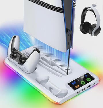 PS5 Accessoire Station: Koeler, Lader & RGB Verlichting voor, Huis en Inrichting, Verzenden, Nieuw